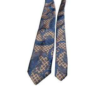 Adams Row Mens Tie Blue Paisley Pattern Necktie Made in USA